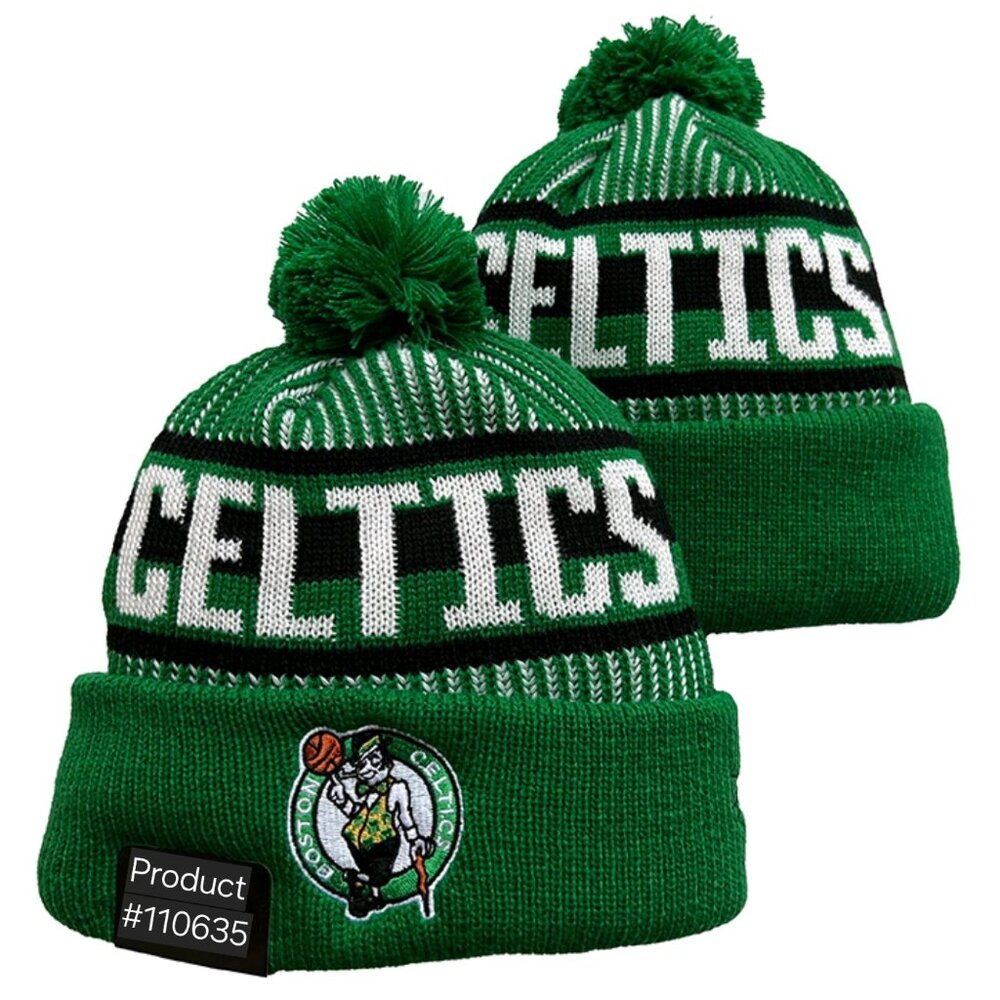 NWT Boston Celtics NBA Sports‎ Pom Knit Beanie Fleece Lining OSFA Unisex